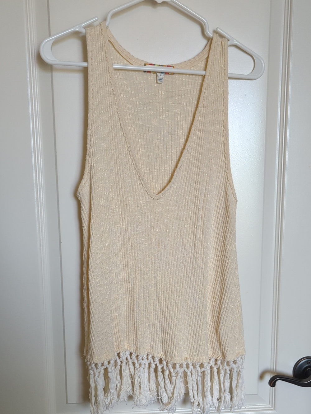 Fun Anthropologie Eri + Ali Fringed Ribbed For Tank Top